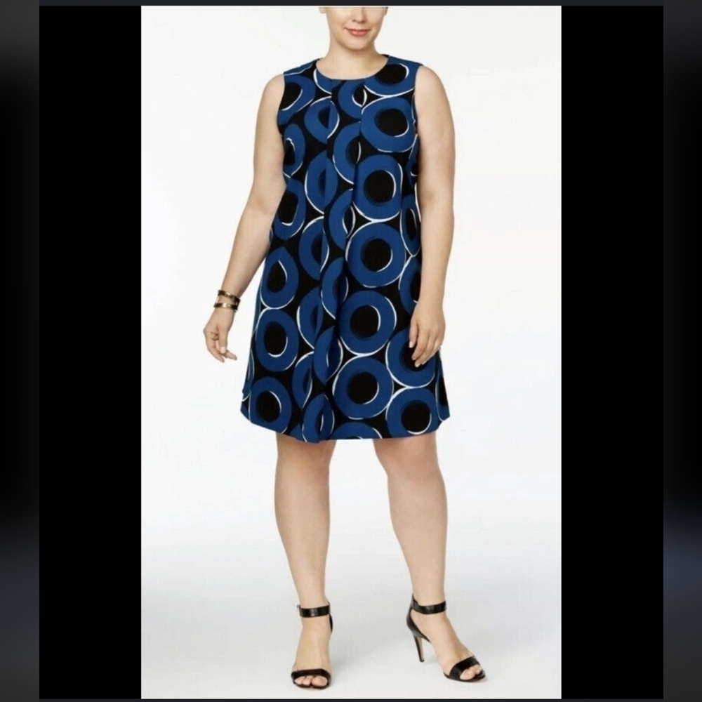 Alfani women dress 16 Aline mini casual office party blue Resort Soft Vacation